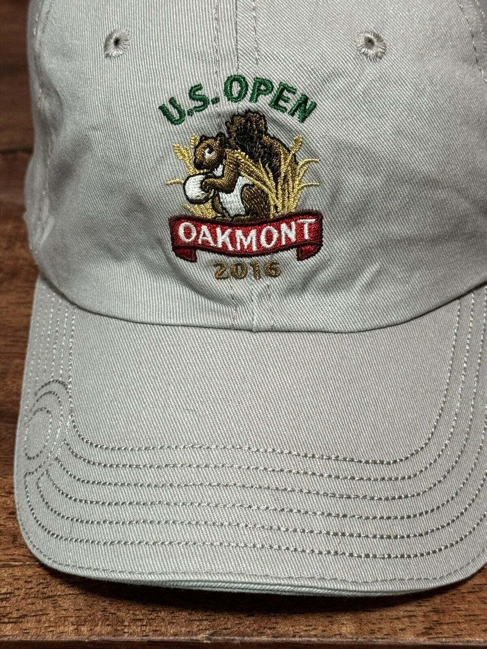 US Open Hat Cap Adjustable Beige Tan USGA Oakmont Golf Course Logo 2016 Casual